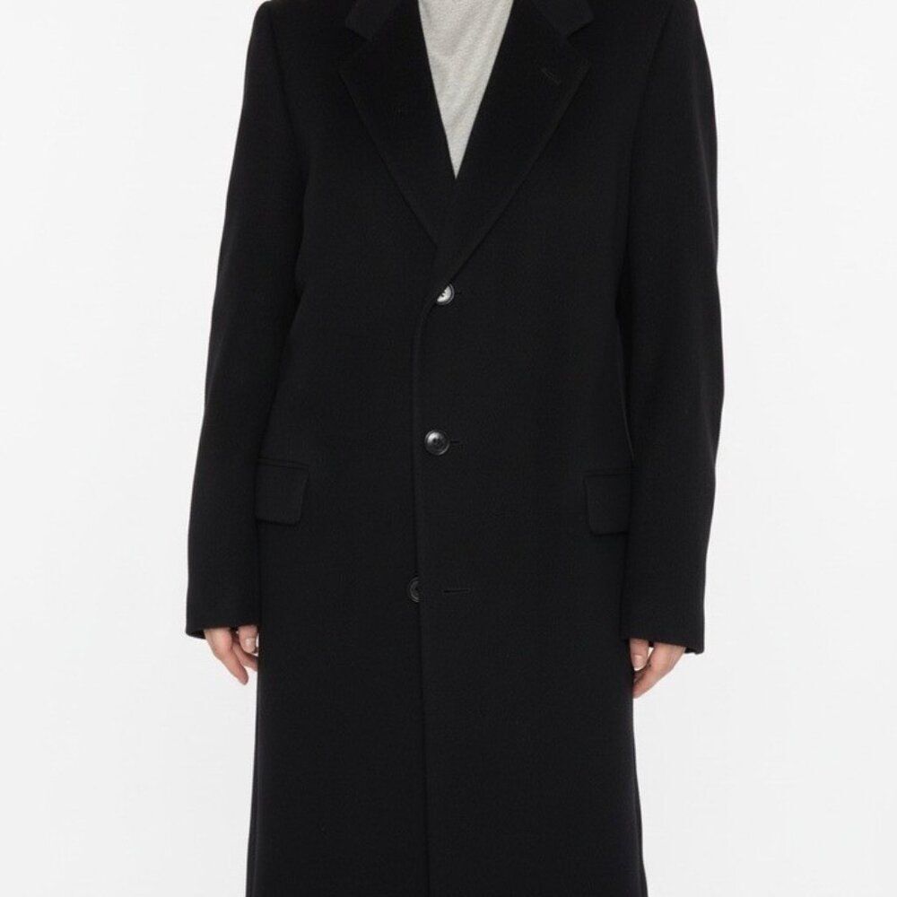 Canali Made in Italy Black Made in Italy 100% Wool Trench Coat Jacket Sz 50